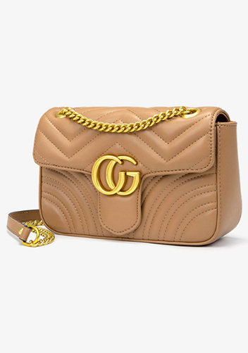 Hannah Flap Small Bag Faux Leather CG Logo Beige