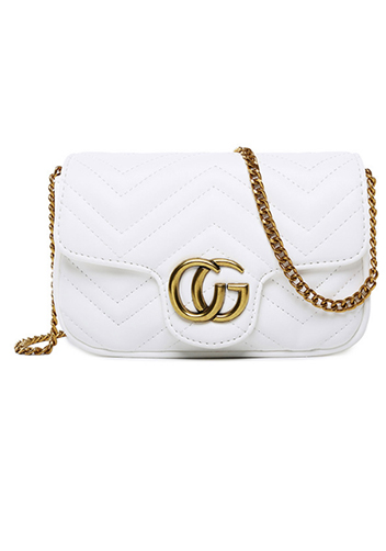 Hannah Flap Mini Bag Faux Leather CG Logo White
