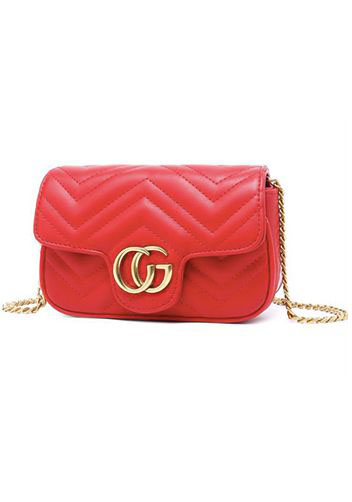Hannah Flap Mini Bag Faux Leather CG Logo Red