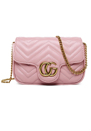 Hannah Flap Mini Bag Faux Leather CG Logo Pink