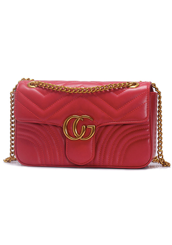 Hannah Flap Large Bag Faux Leather CG Logo Red