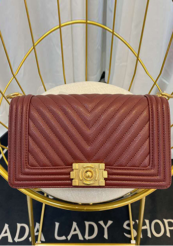 Ingrid Vegan Grain Leather Medium V Bag Burgundy