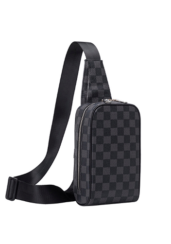Louisa Checked Vegan Sling Bag Black