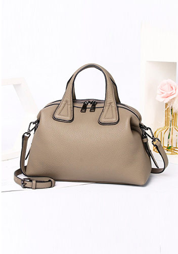 Christi Grain Leather Medium Bag Grey