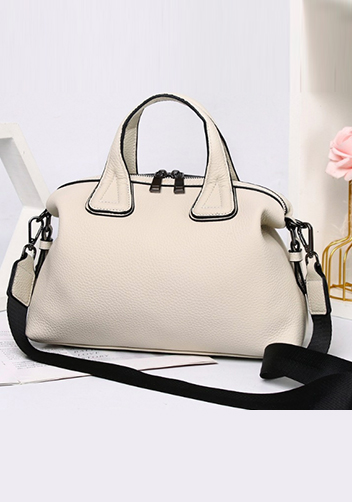 Christi Grain Leather Medium Bag Cream