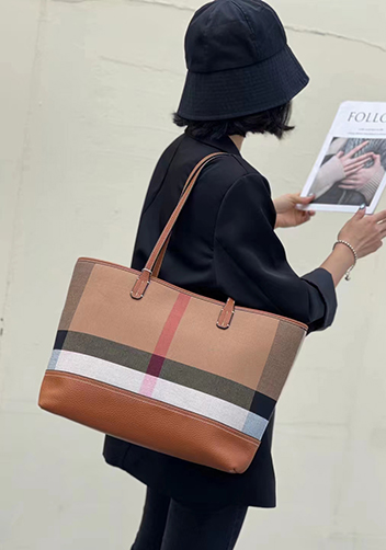 Louisa Canvas Leather Tote Brown