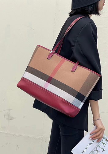 Louisa Canvas Leather Tote Burgundy