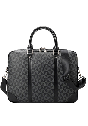 Louisa Triangle Checked Vegan Laptop Briefcase Black