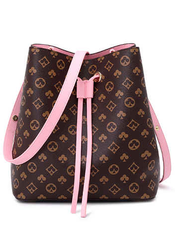 Louisa Flower Vegan Leather Bucket Bag Pink