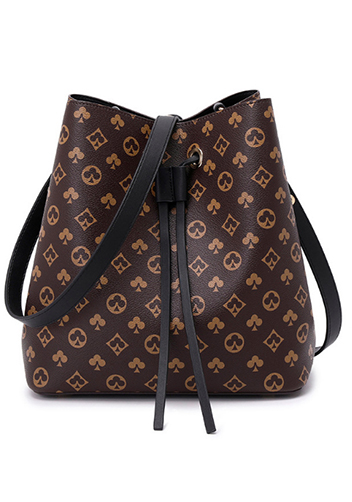 Louisa Flower Vegan Leather Bucket Bag Black