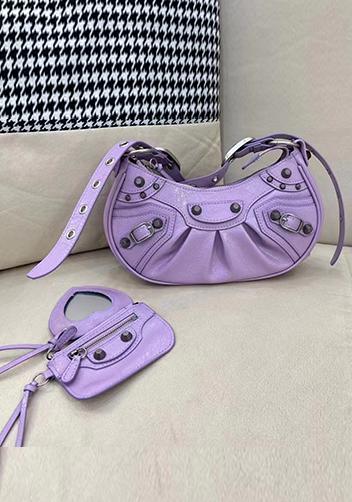 The Route 66 XS Studded Leather Shoulder Bag Purple