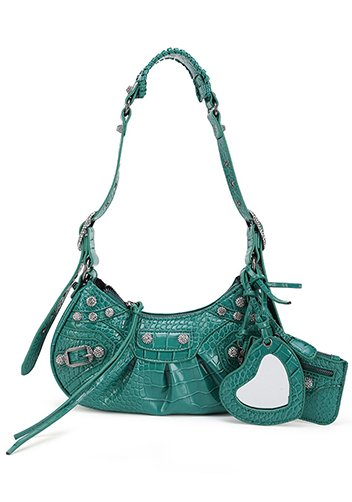 The Route 66 XS Imitation Diamond Shoulder Bag Faux Leather Green