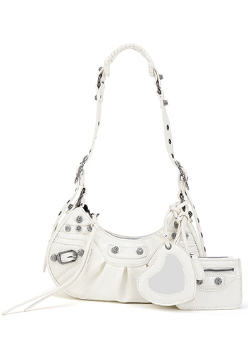The Route 66 XS Imitation Diamond Shoulder Bag Faux Leather Cream