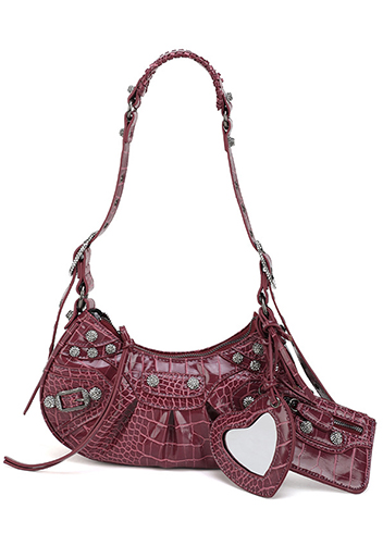 The Route 66 XS Imitation Diamond Shoulder Bag Faux Leather Burgundy