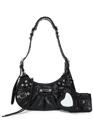 The Route 66 XS Imitation Diamond Shoulder Bag Faux Leather Black