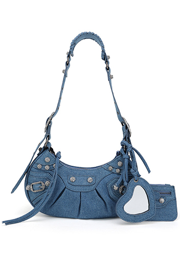 The Route 66 XS Imitation Diamond Shoulder Bag Denim Blue