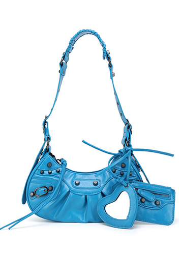 The Route 66 XS Studded Faux Leather Shoulder Bag Blue