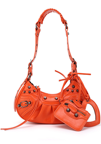 The Route 66 XS Studded Faux Leather Shoulder Bag Orange