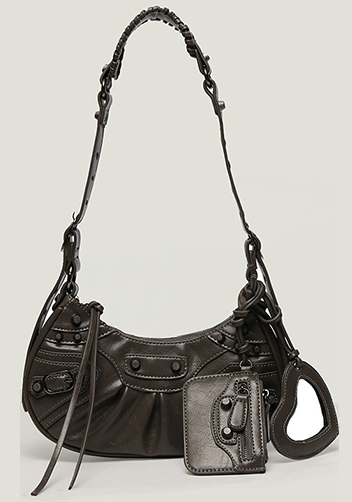 The Route 66 XS Studded Faux Leather Shoulder Bag Grey
