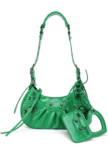 The Route 66 XS Studded Faux Leather Shoulder Bag Green
