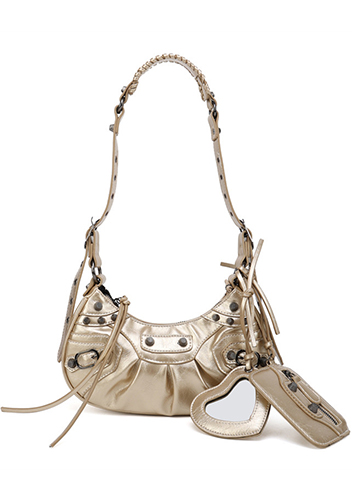 The Route 66 XS Studded Faux Leather Shoulder Bag Gold