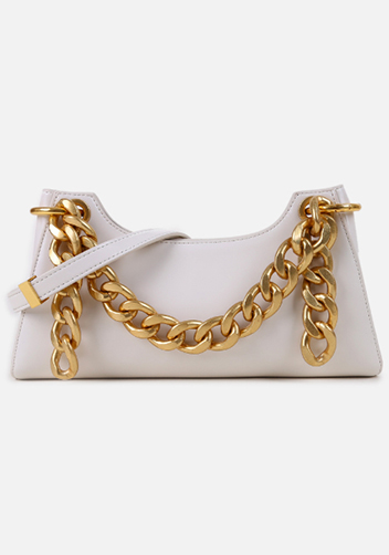 Mariana Smooth Leather Shoulder Bag White
