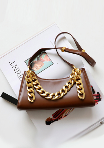 Mariana Smooth Leather Shoulder Bag Brown