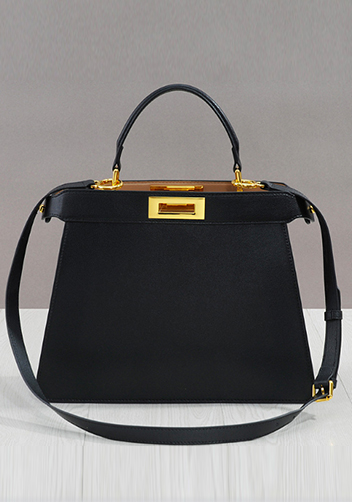 Carrie Leather Bag With Gold Hardware Black