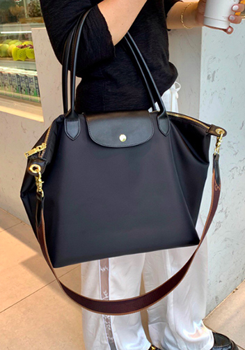 Rachele Nylon Large Bag Black