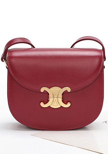 Yuga Leather Saddle Shoulder Bag Burgundy