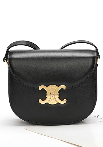 Yuga Leather Saddle Shoulder Bag Black