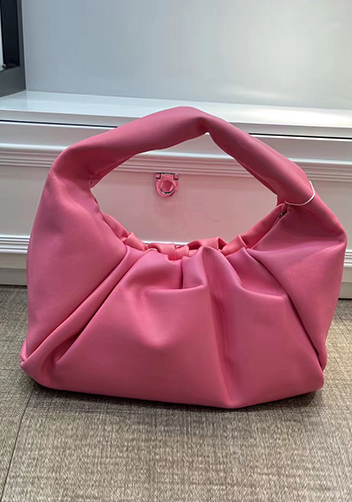 Dina Leather Shoulder Hobo Bag Pink