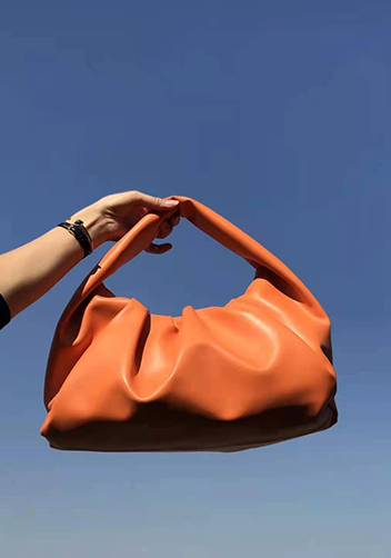 Dina Leather Shoulder Hobo Bag Orange