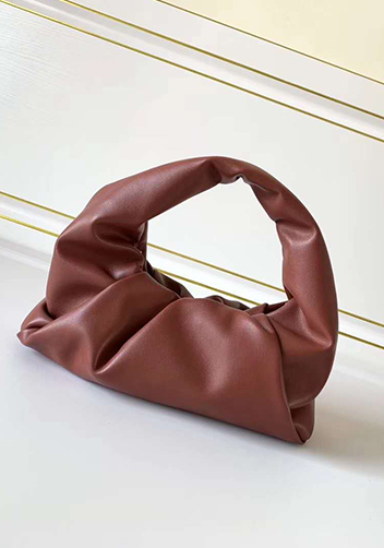 Dina Small Leather Shoulder Hobo Bag Brick