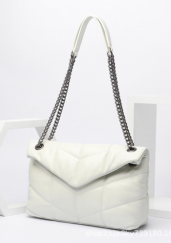 Yvonne Medium Envelope Shoulder Bag Lambskin White