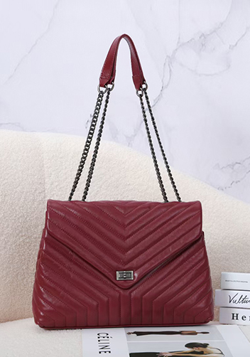 Yvonne Medium Shoulder Bag Lambskin Burgundy
