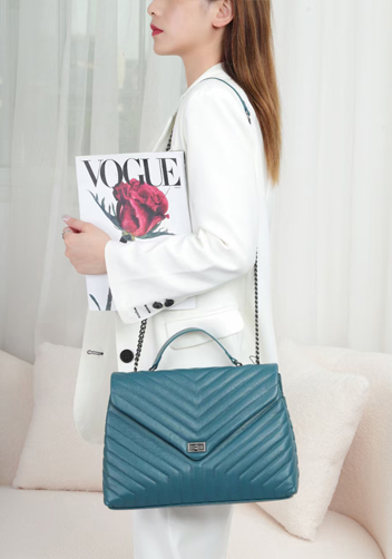 Yvonne Large Shoulder Bag Lambskin Blue