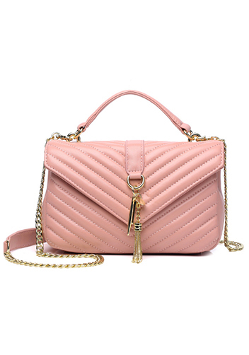 Yvonne Lambskin Medium Flap Bag Pink