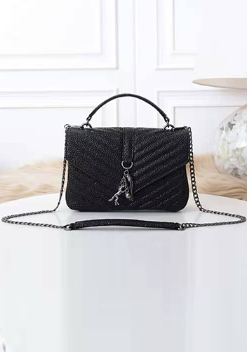 Yvonne Leather Medium Flap Bag Black