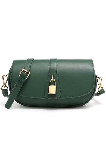 Anathema Calfskin Padlock Clutch On Strap Bag Green