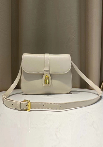 Anathema Calfskin Padlock Shoulder Bag Cream