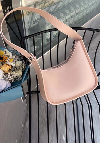 Luna Half Moon Leather Shoulder Bag Pink