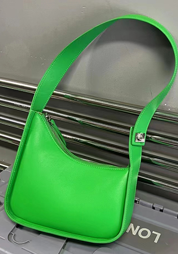 Luna Half Moon Leather Shoulder Bag Green Parakeet