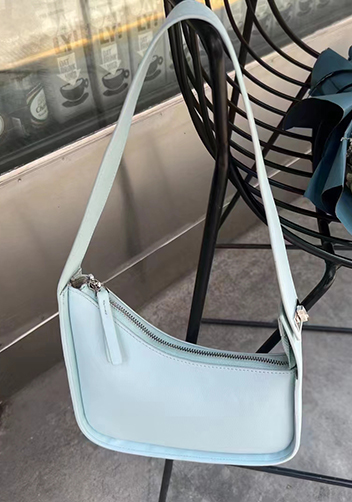 Luna Half Moon Leather Shoulder Bag Blue