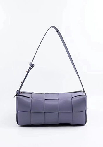 Mia Woven Smooth Leather Medium Shoulder Bag Purple
