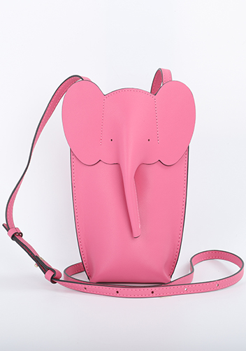 THE ELEPHANT POCKET SHOULDER LEATHER BAG HOT PINK