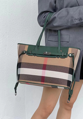 Darling Canvas Leather Tote Bag Green