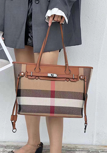 Darling Canvas Leather Tote Bag Brown