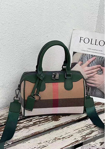 Darling Canvas Leather Boston Bag Green