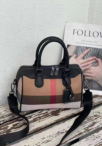 Darling Canvas Leather Boston Bag Black